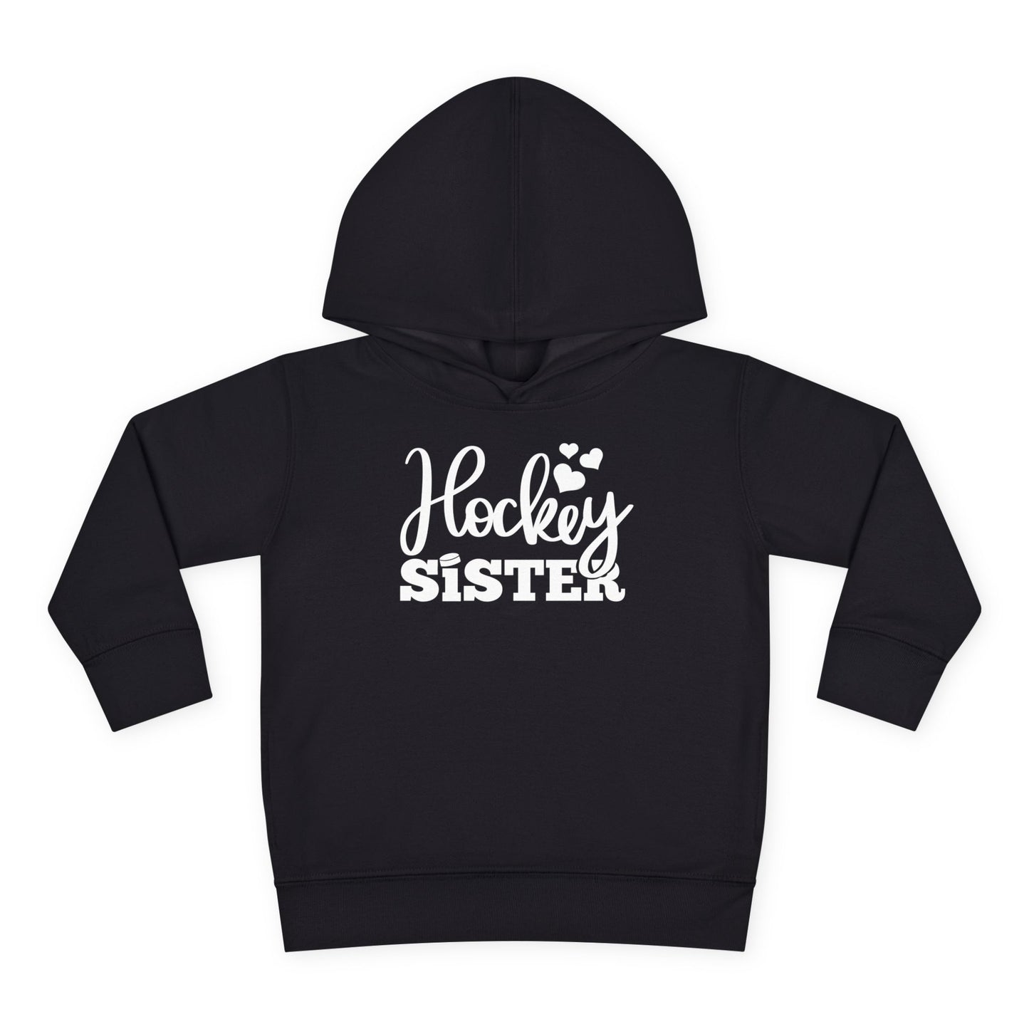 Hockey Sister Puck and Hearts Ice Hockey Toddler Hooded Sweatshirt