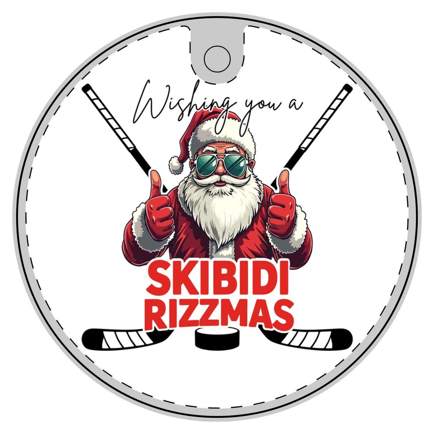 Skibidi Rizzmas Hockey Santa Ornament