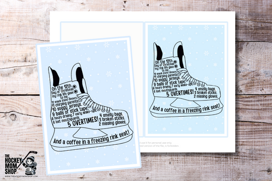 Hockey Mom 12 Days of Christmas 5x7" Printable Folded Card