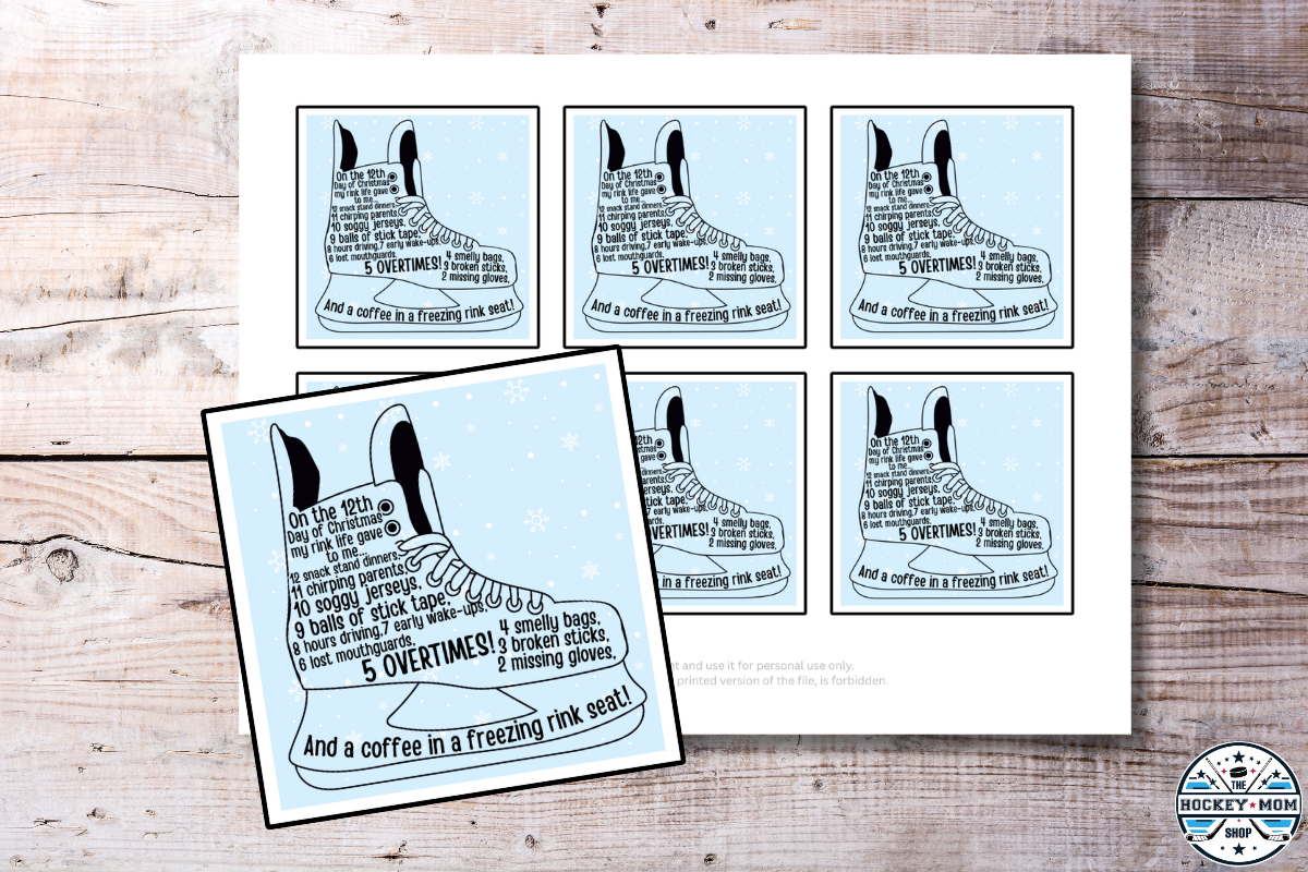 12 Days of HOCKEY MOM Christmas Printable Gift Tags