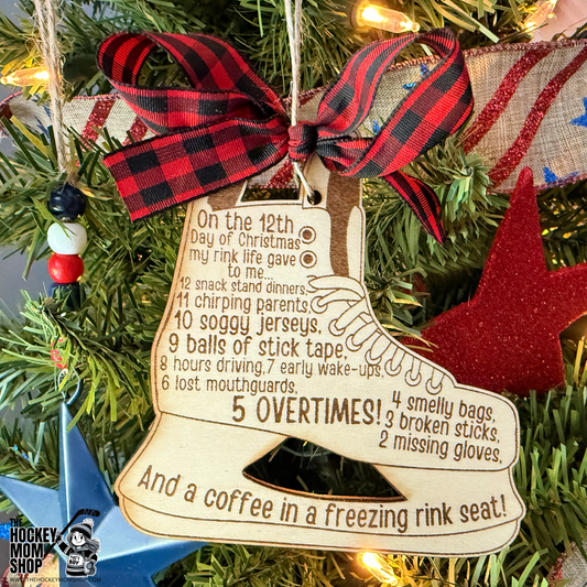 12 Days of Ice Hockey Wooden Ornament
