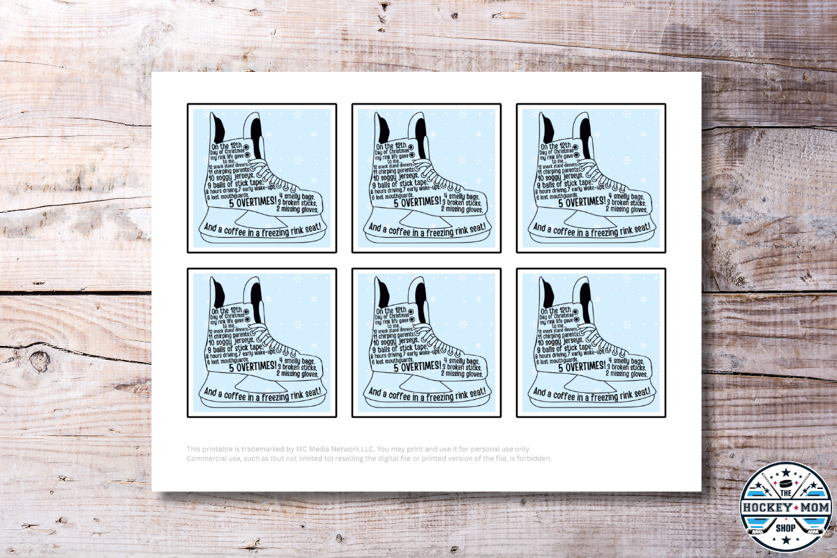 12 Days of HOCKEY MOM Christmas Printable Gift Tags