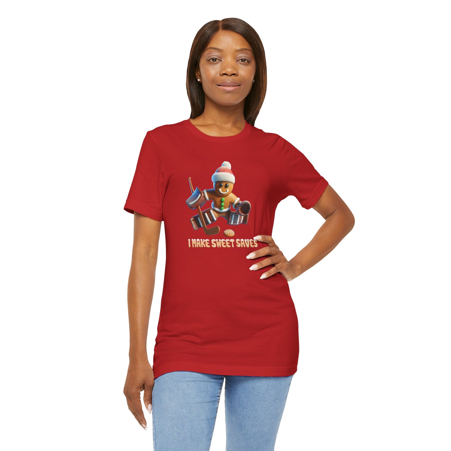 Sweet Saves Gingerbread Hockey Christmas Shirt (Adult)