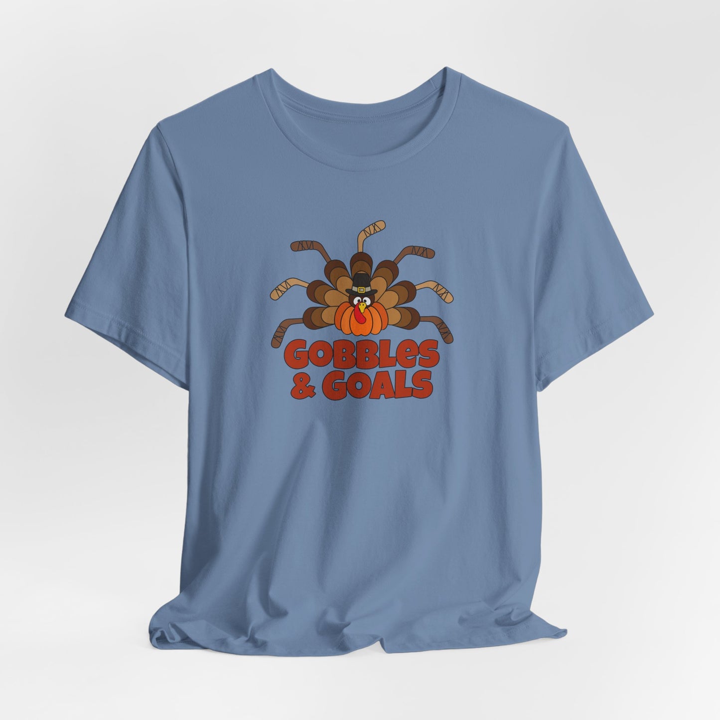 Gobbles and Goals Thanksgiving Hockey Stick Turkey Shirt (Adult)