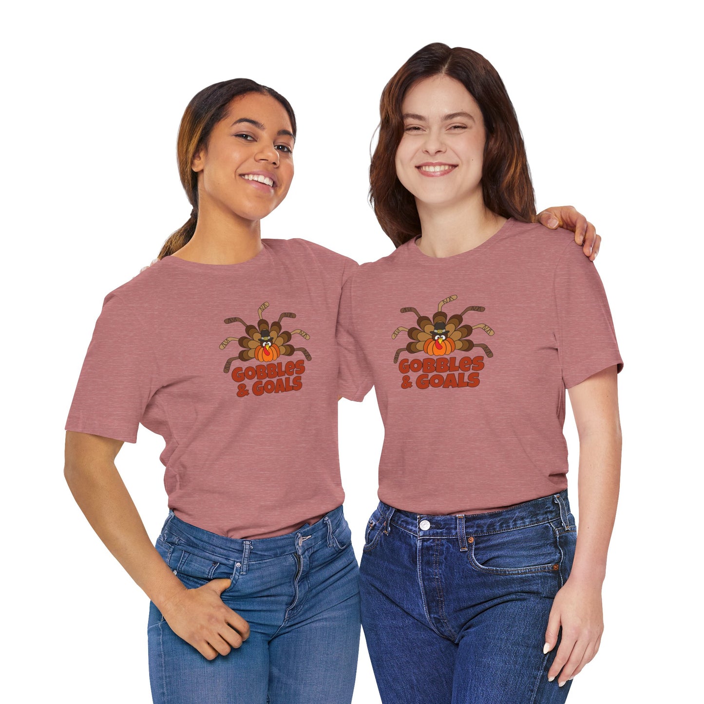 Gobbles and Goals Thanksgiving Hockey Stick Turkey Shirt (Adult)