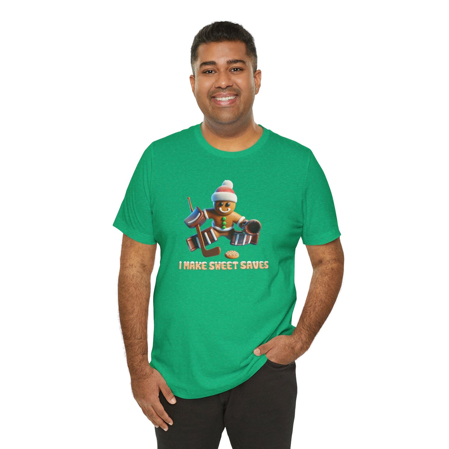 Sweet Saves Gingerbread Hockey Christmas Shirt (Adult)