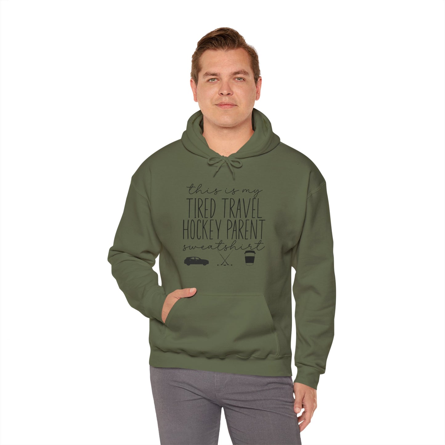 Tired Travel Hockey Parent Hoodie Sweatshirt