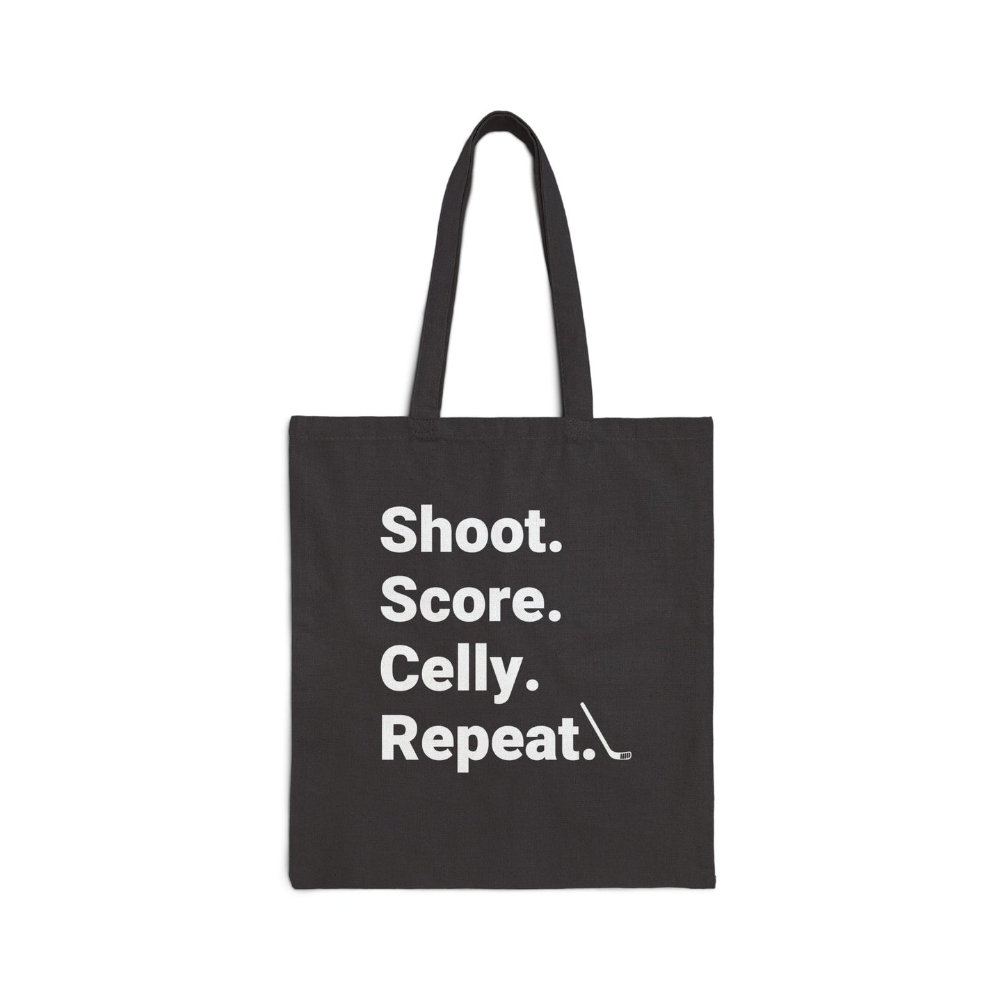 Shoot Score Celly Repeat Hockey Cotton Canvas Tote Bag