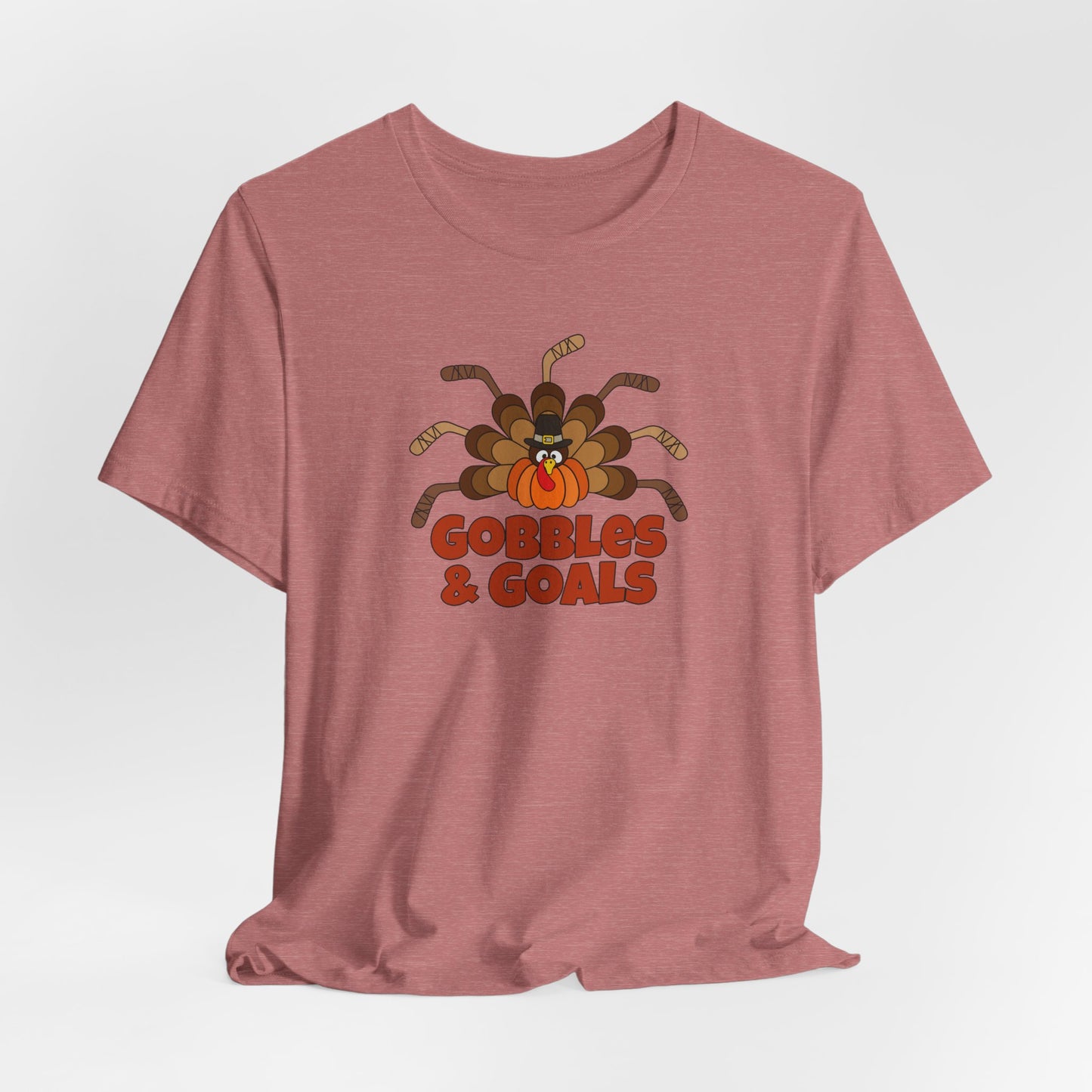 Gobbles and Goals Thanksgiving Hockey Stick Turkey Shirt (Adult)