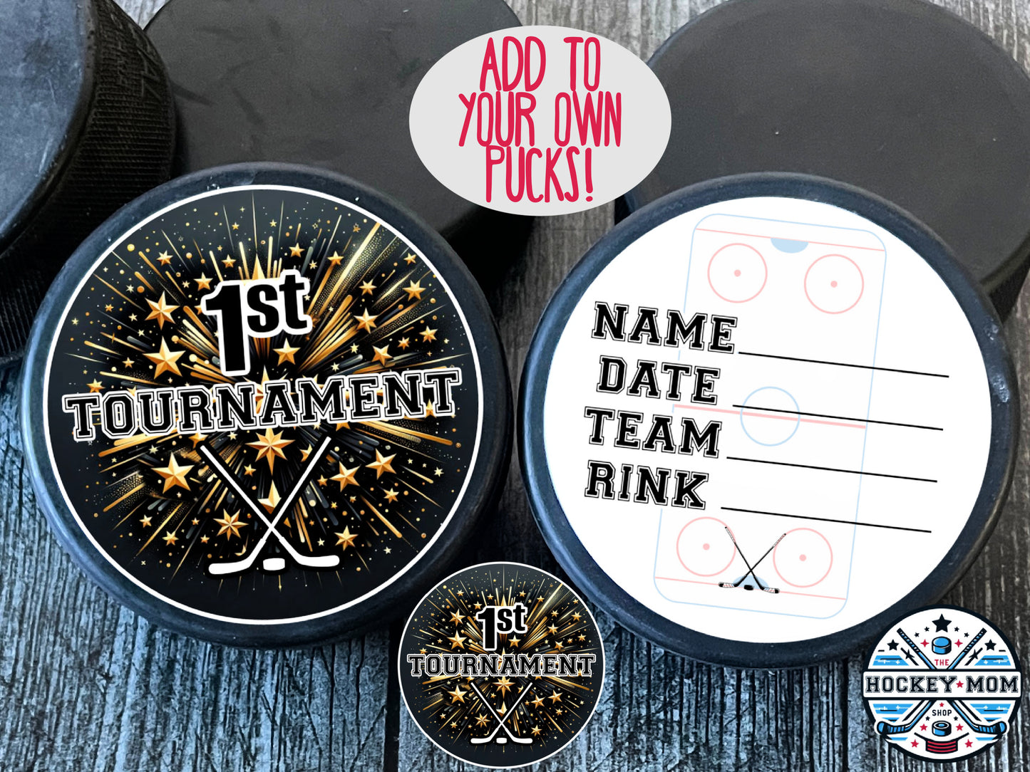 Ice Hockey 1st TOURNAMENT Milestone Puck Stickers Vinyl Sticker Pack