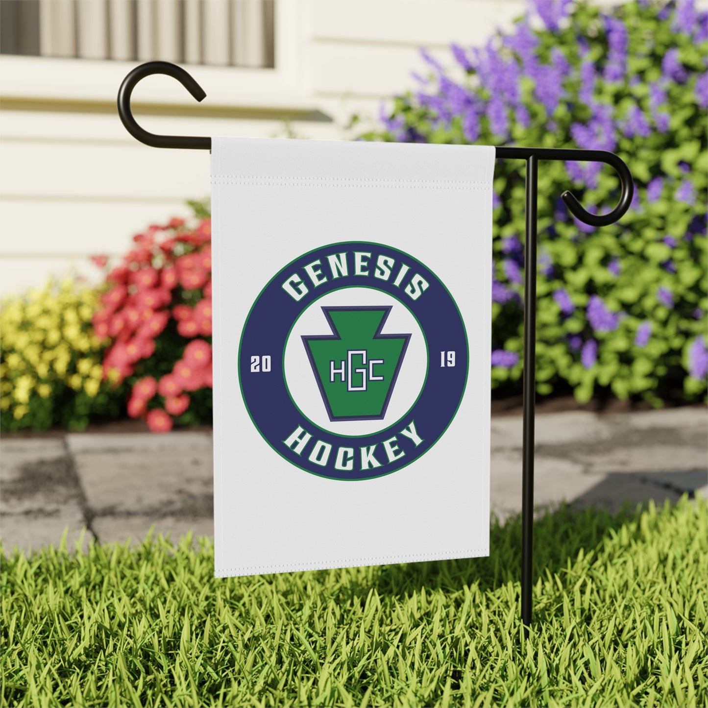 WHITE Genesis Hockey Club Fabric Flag (Round Logo)