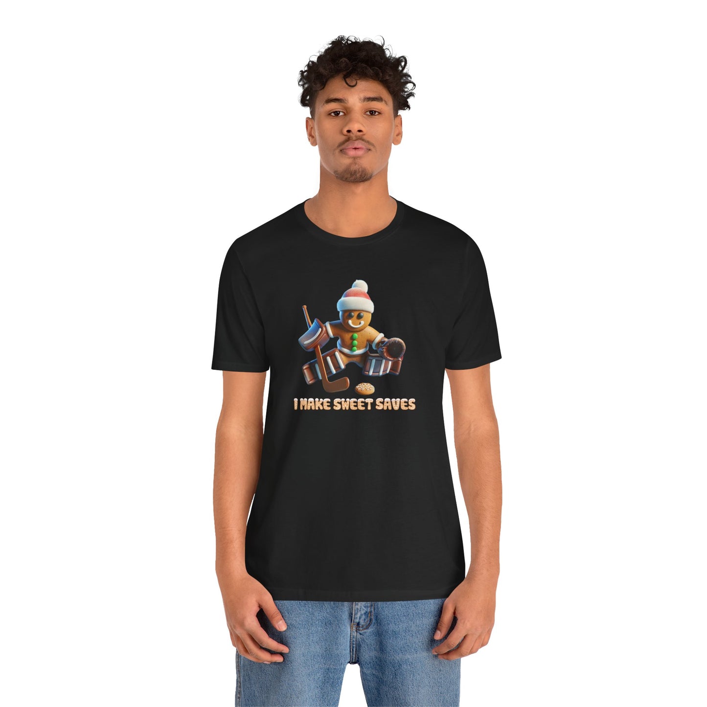 Sweet Saves Gingerbread Hockey Christmas Shirt (Adult)