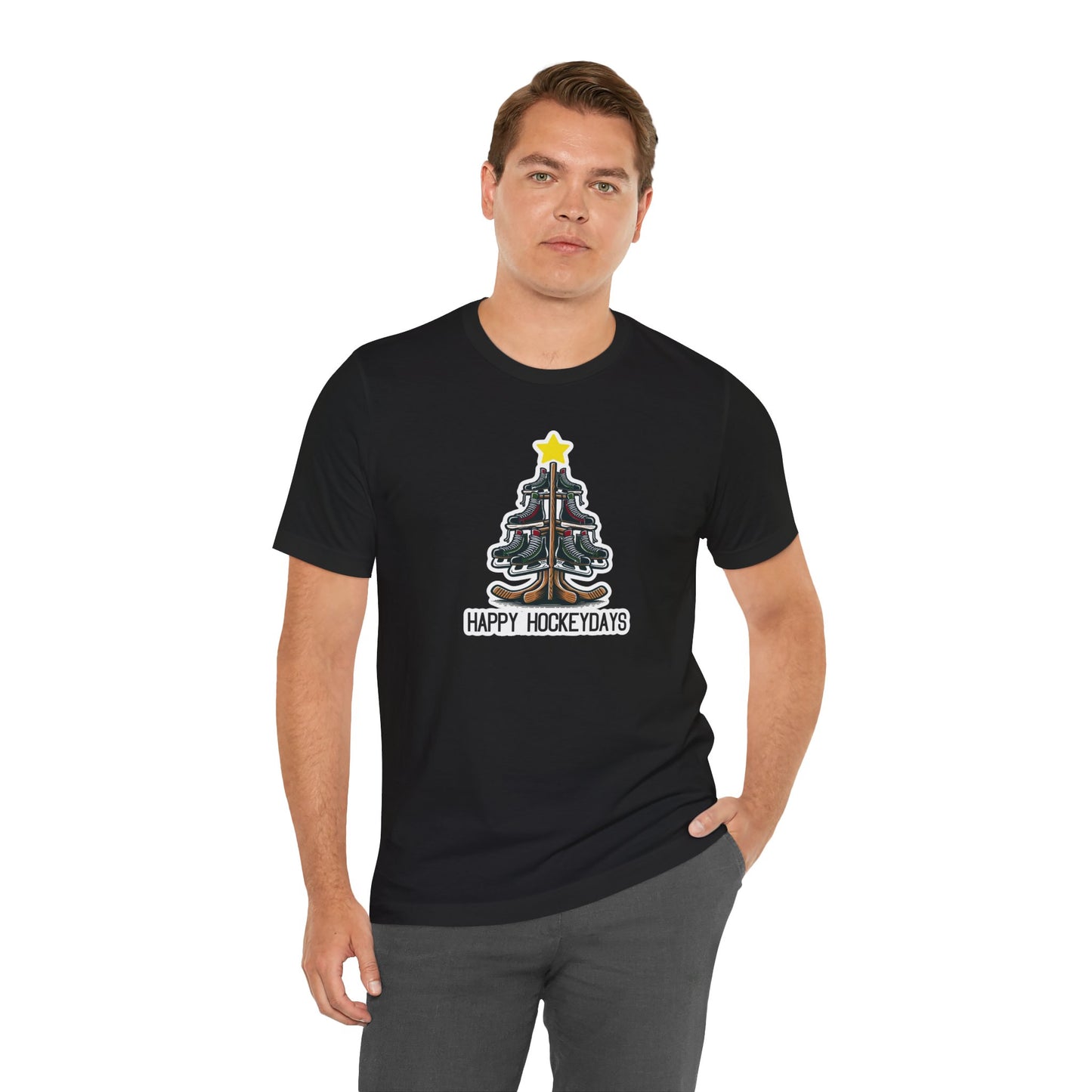 Happy Hockeydays Ice Hockey Christmas Tree Shirt (Adult)
