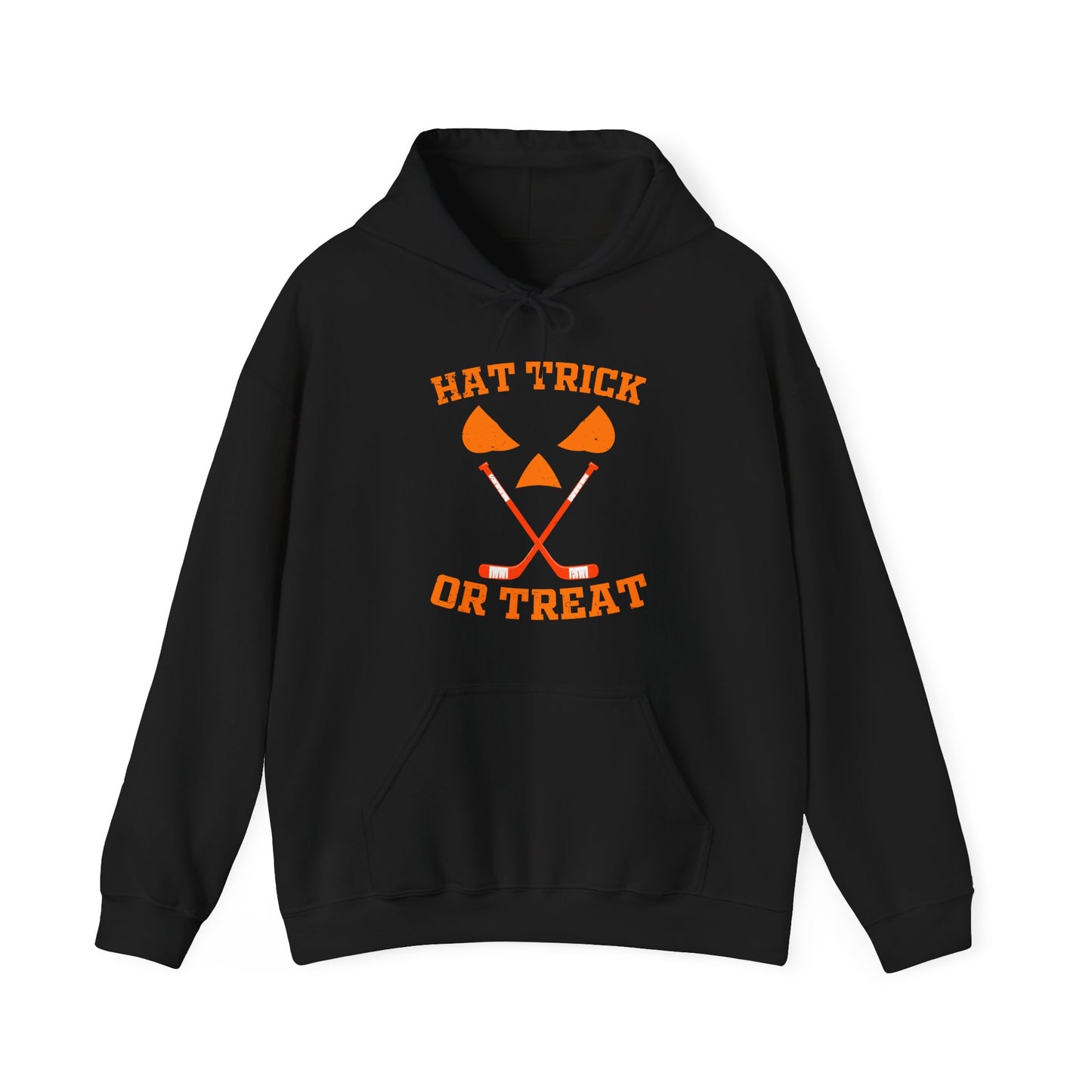 Hat Trick or Treat Halloween Ice Hockey Hoodie Sweatshirt (Adult)