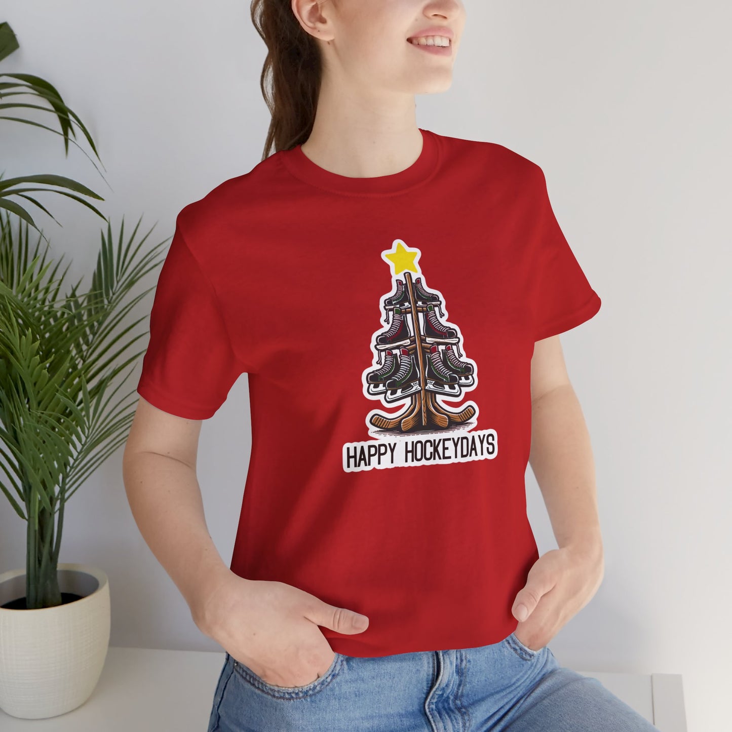 Happy Hockeydays Ice Hockey Christmas Tree Shirt (Adult)
