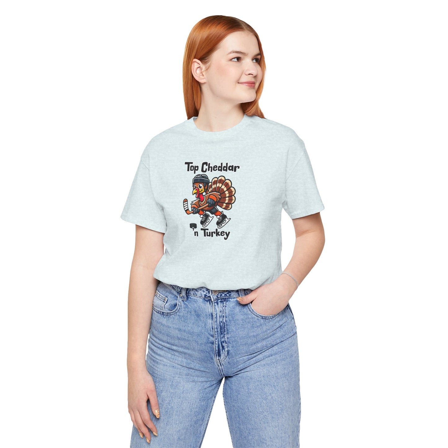 Thanksgiving Ice Hockey Top Cheddar 'n Turkey Shirt (Adult)