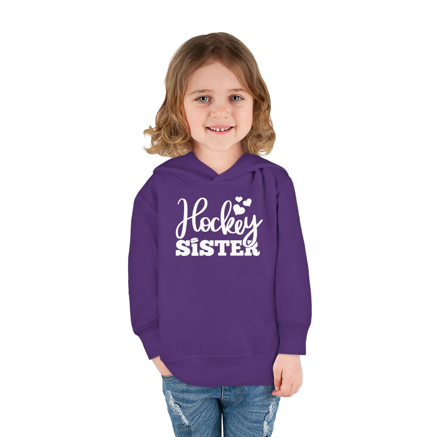 Hockey Sister Puck and Hearts Ice Hockey Toddler Hooded Sweatshirt