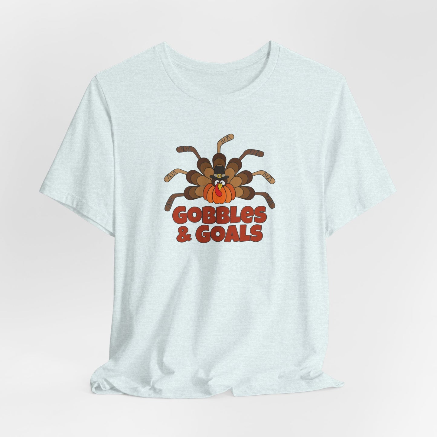Gobbles and Goals Thanksgiving Hockey Stick Turkey Shirt (Adult)