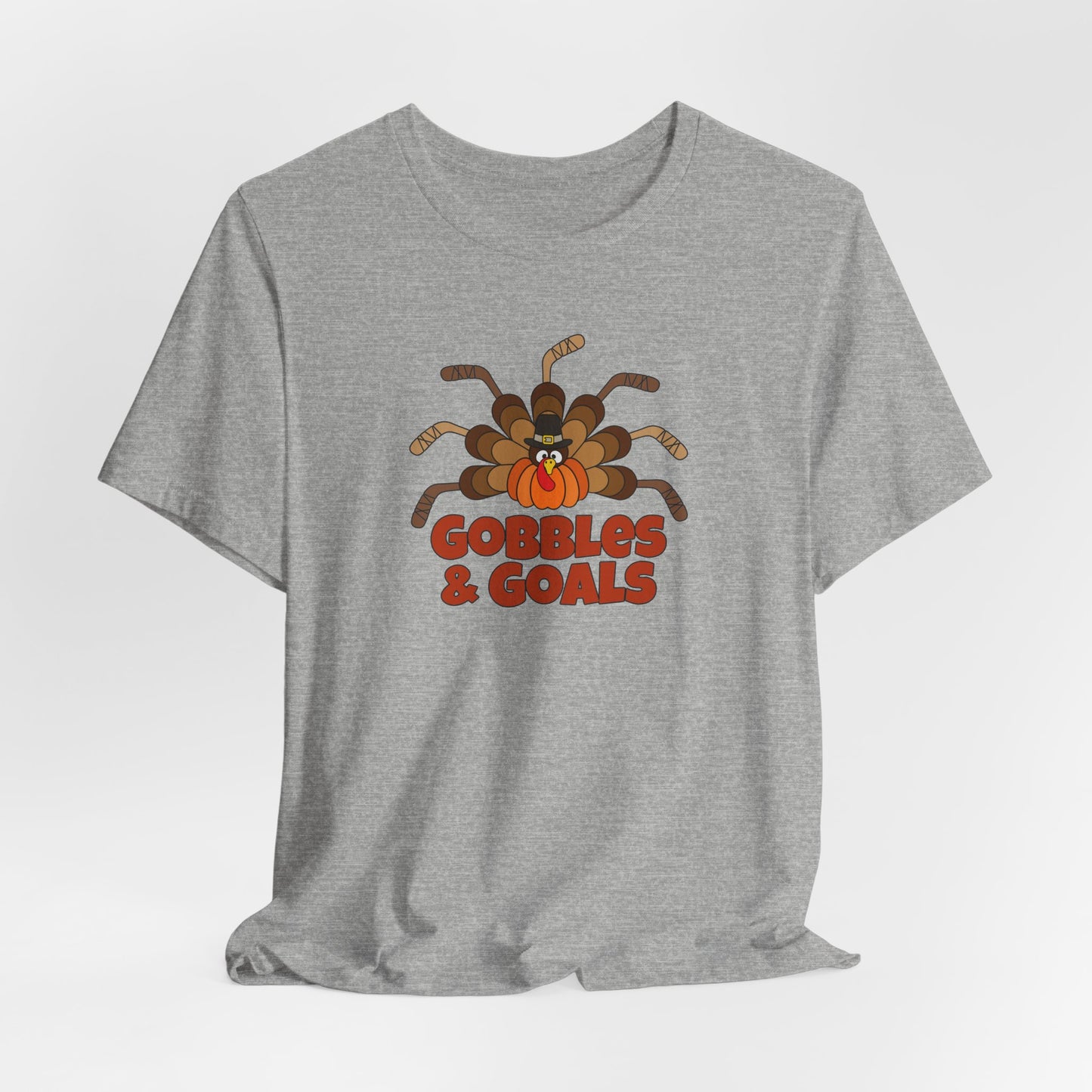 Gobbles and Goals Thanksgiving Hockey Stick Turkey Shirt (Adult)