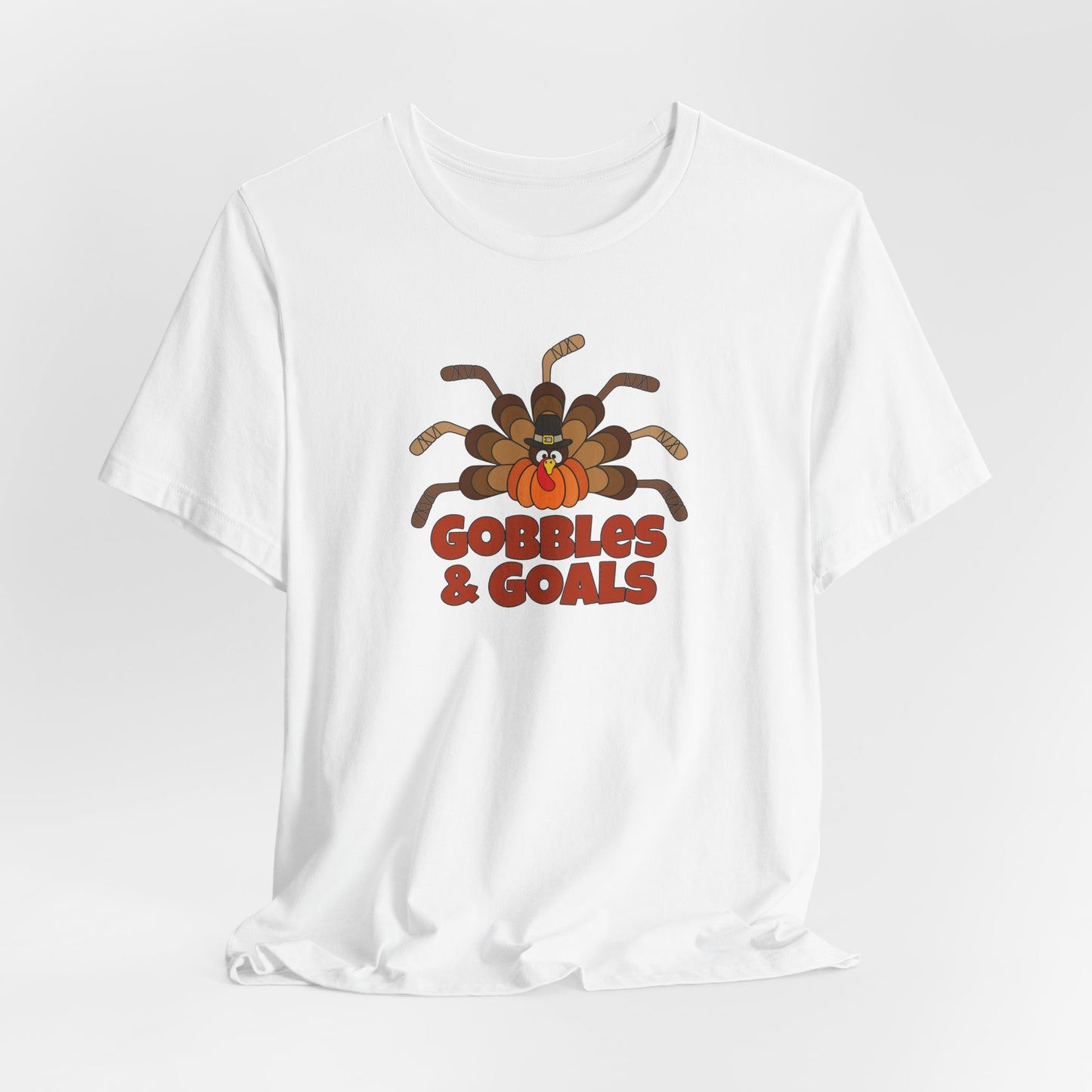 Gobbles and Goals Thanksgiving Hockey Stick Turkey Shirt (Adult)