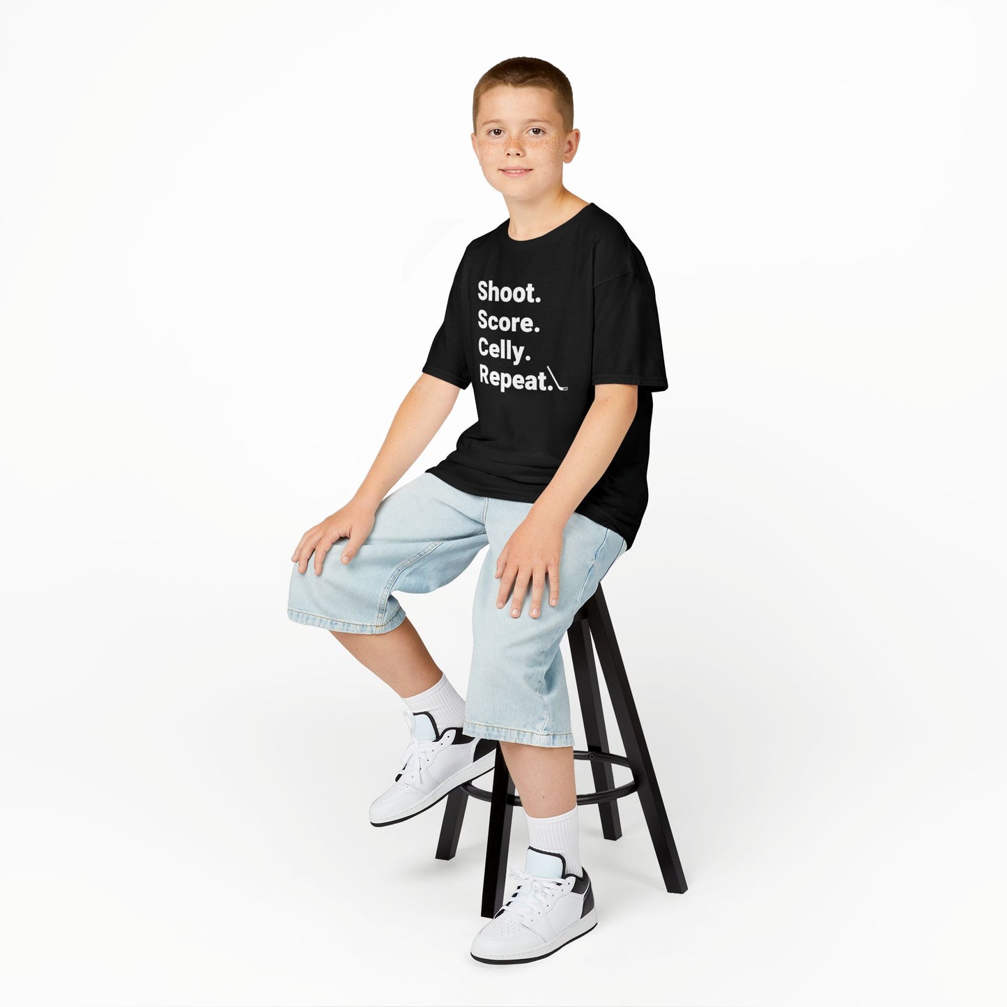 Shoot Score Celly Repeat Ice Hockey Shirt (Youth)