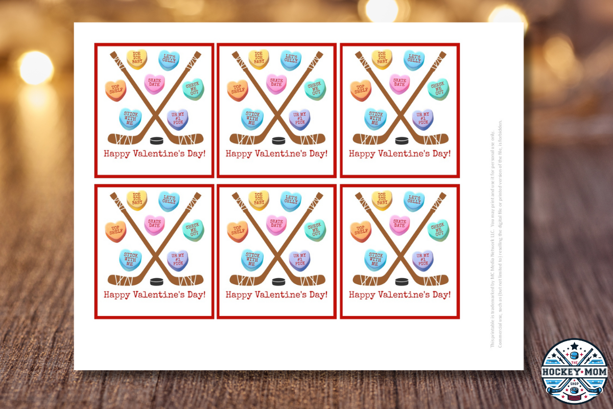 Ice Hockey Conversation Hearts Printable Valentines Cards
