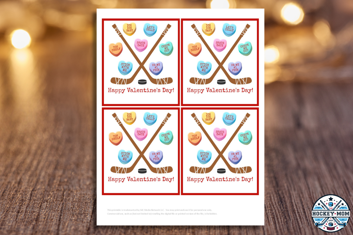 Ice Hockey Conversation Hearts Printable Valentines Cards