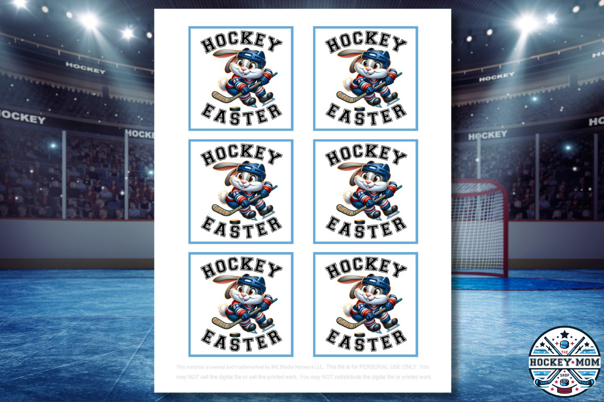 Ice HOCKEY EASTER Bunny Printable Gift Tags