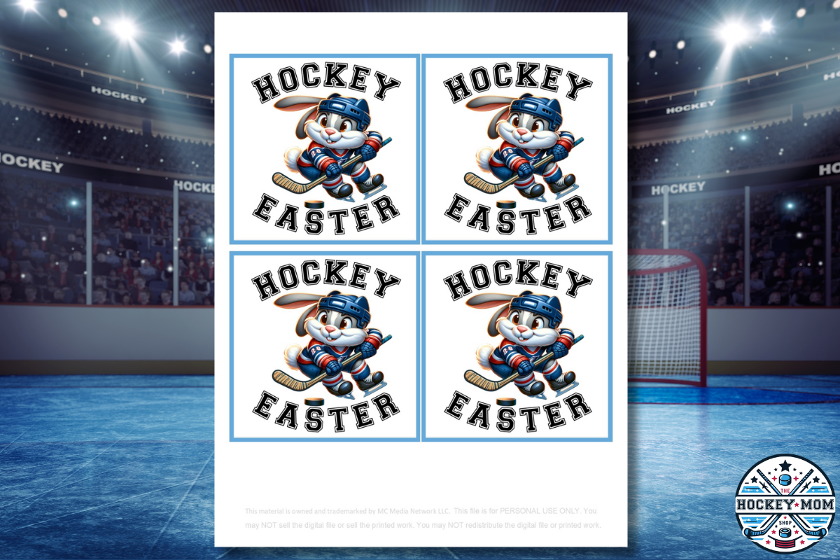 Ice HOCKEY EASTER Bunny Printable Gift Tags
