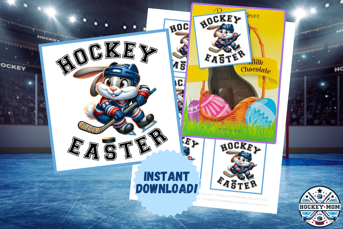 Ice HOCKEY EASTER Bunny Printable Gift Tags
