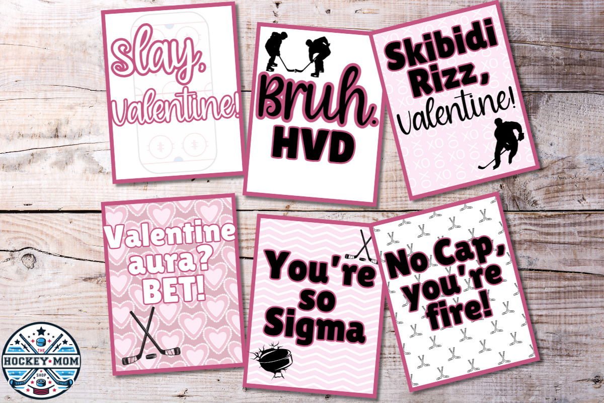 Ice Hockey Gen Alpha Slang Valentine Cards Printable Pack