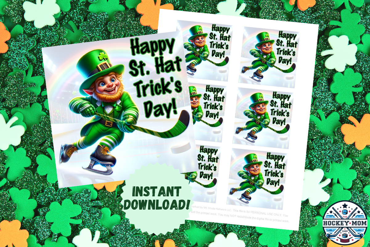 St. Hat Trick's Day Printable ICE HOCKEY Gift Tags