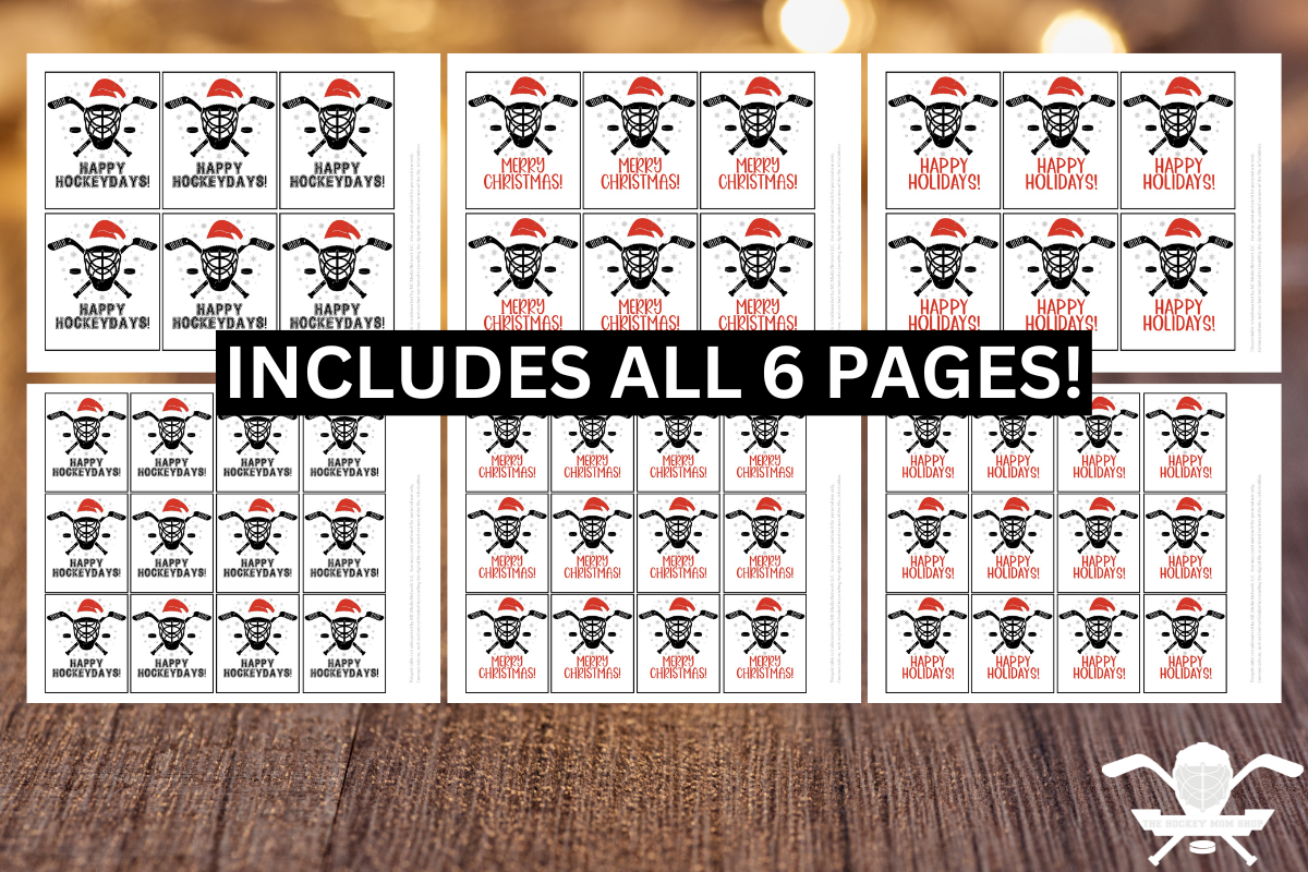 Happy Hockeydays Christmas Hockey Themed Gift Tags