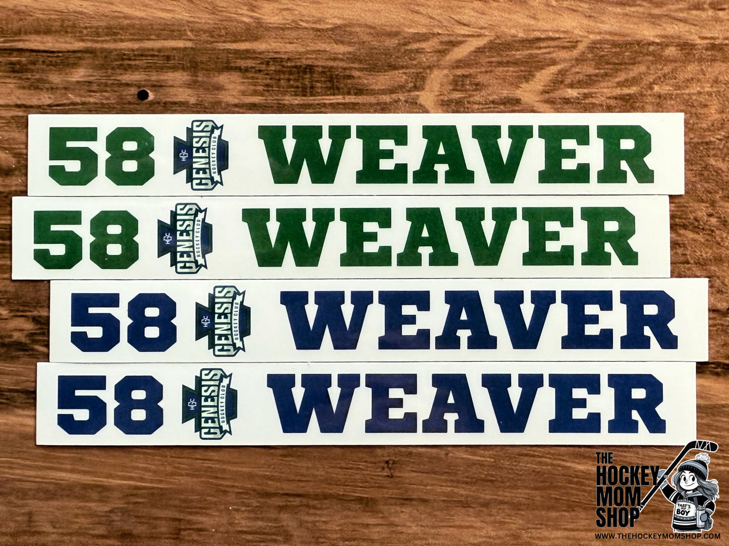 Personalized Genesis Hockey Stick Name Stickers - Pack of 4