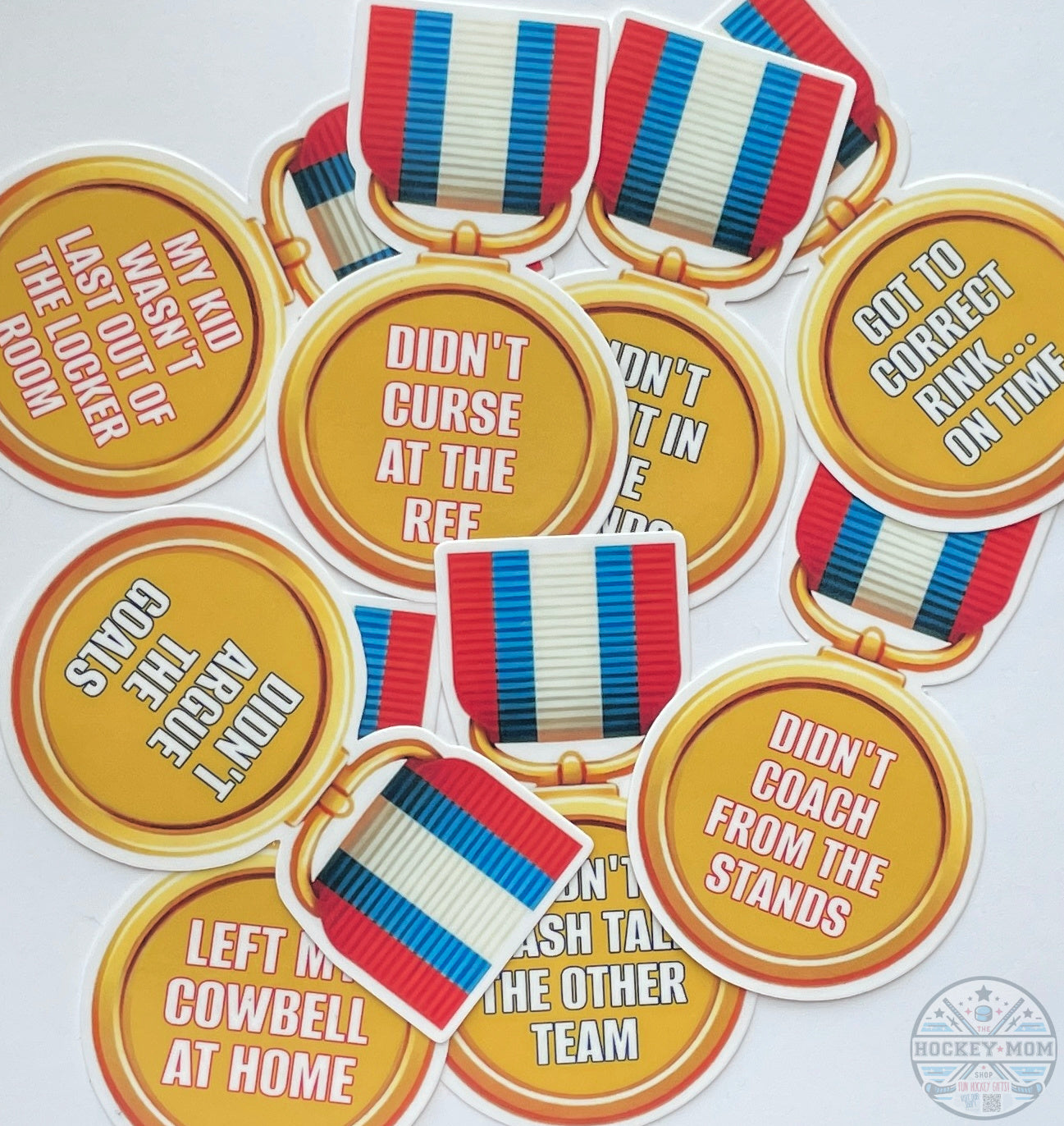 Sarcastic Funny Parent ICE HOCKEY Achievement Medals Vinyl Stickers
