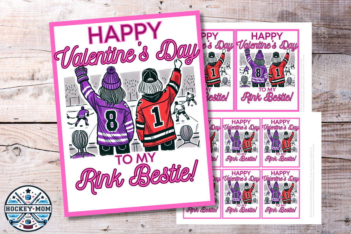 Ice Hockey RINK BESTIES Hockey Moms Valentine's Day Printable Cards