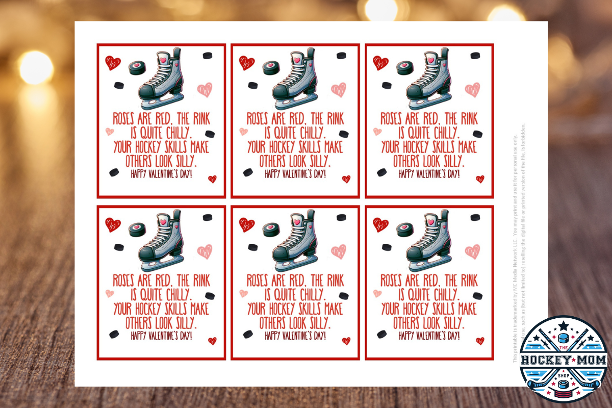 Roses Are Red Printable ICE HOCKEY Valentine Card Set