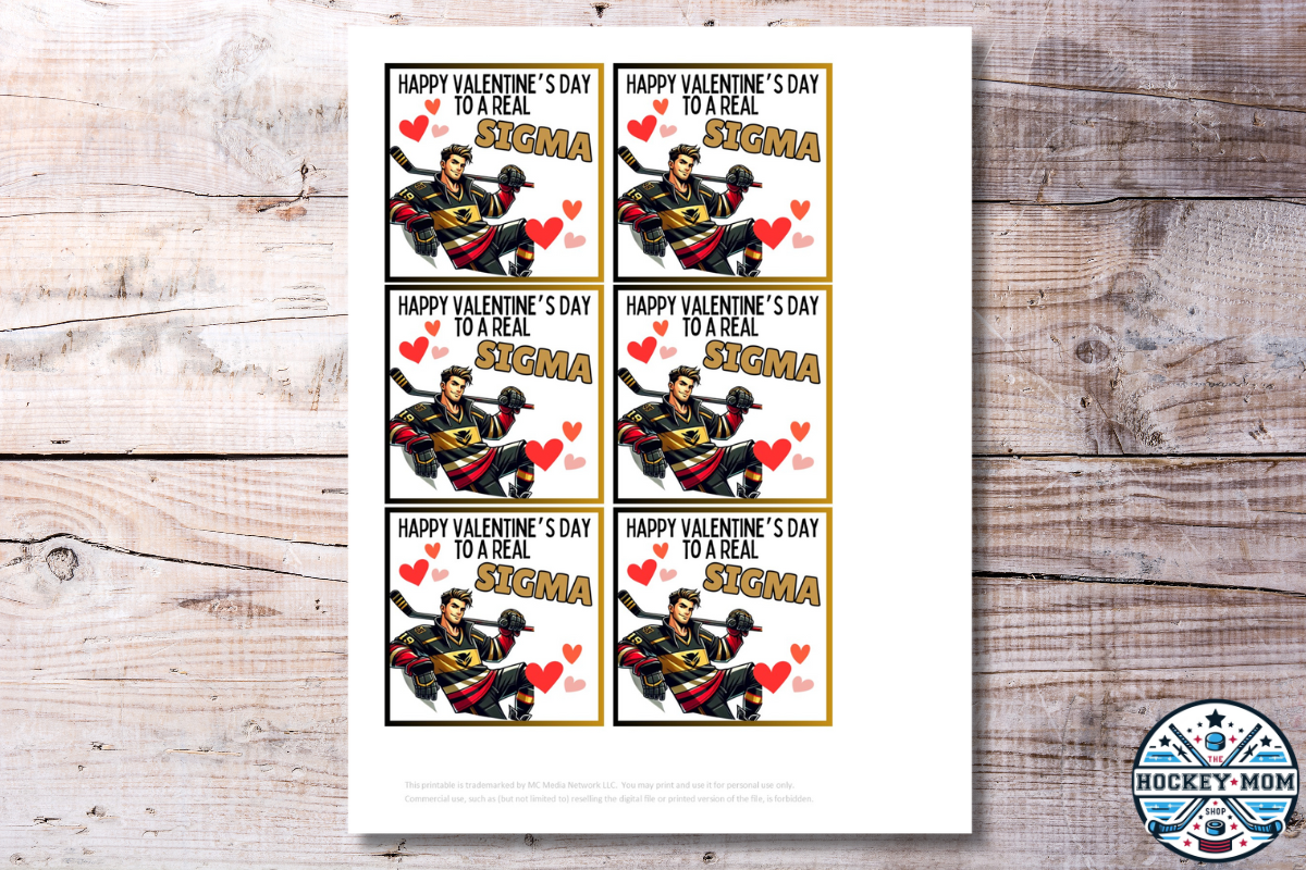 Printable Ice Hockey Funny Sigma Valentine Cards