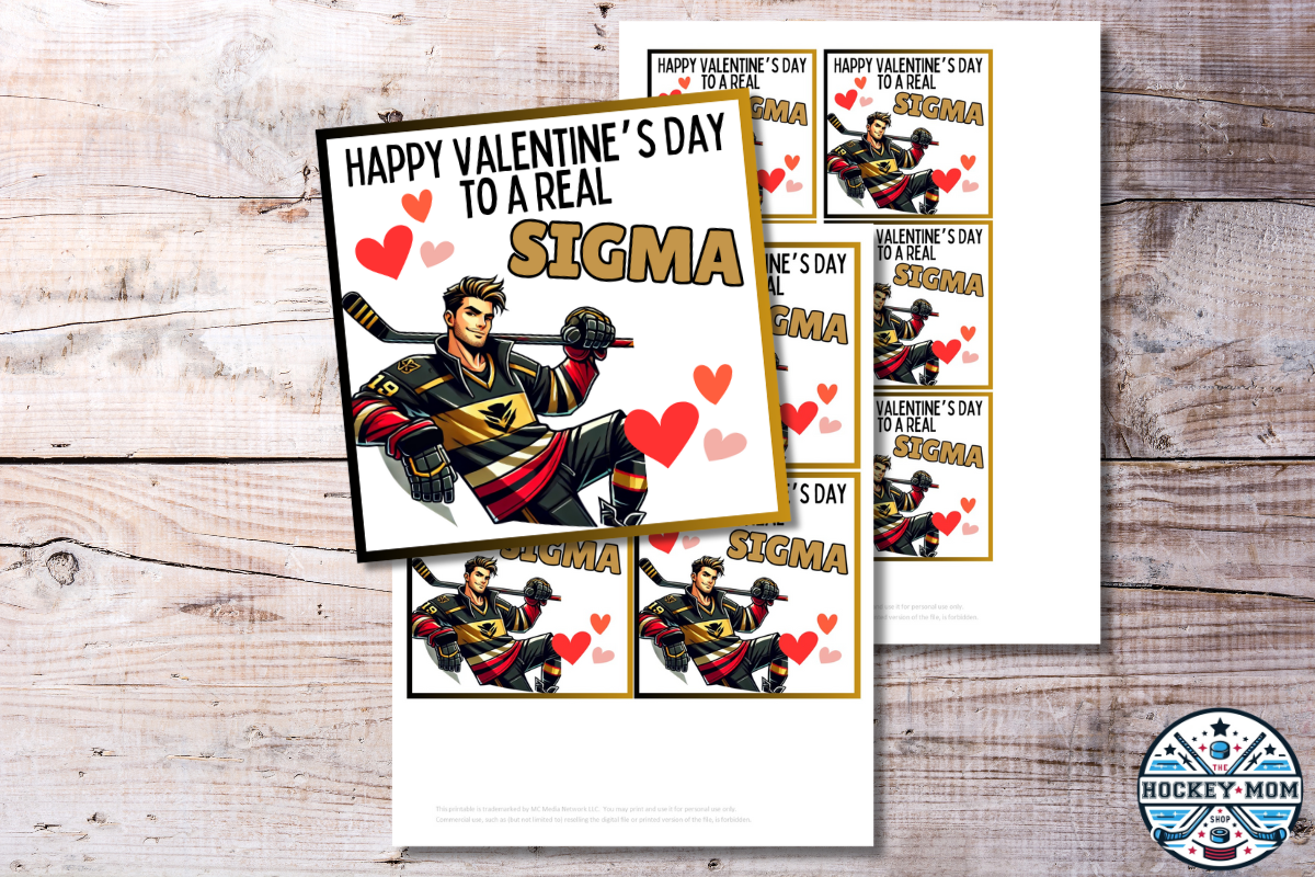 Printable Ice Hockey Funny Sigma Valentine Cards