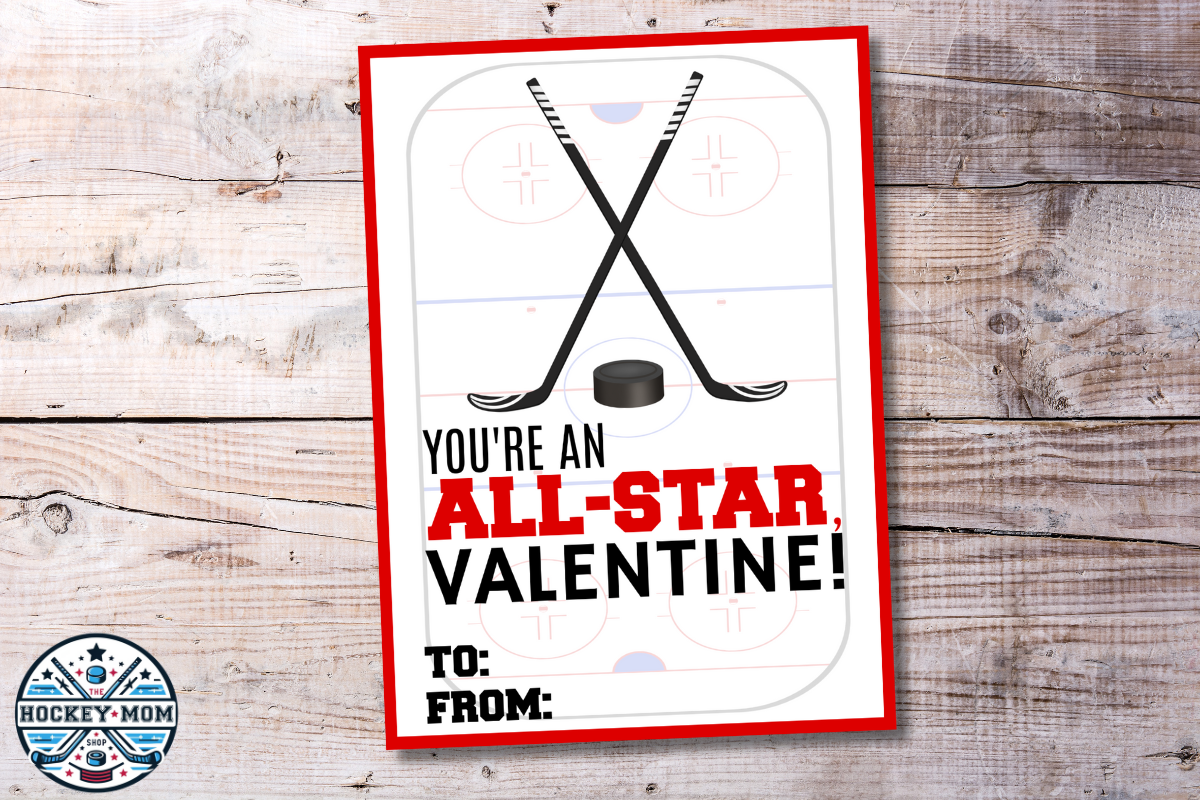 All-Star Valentine Ice Hockey Printable Card