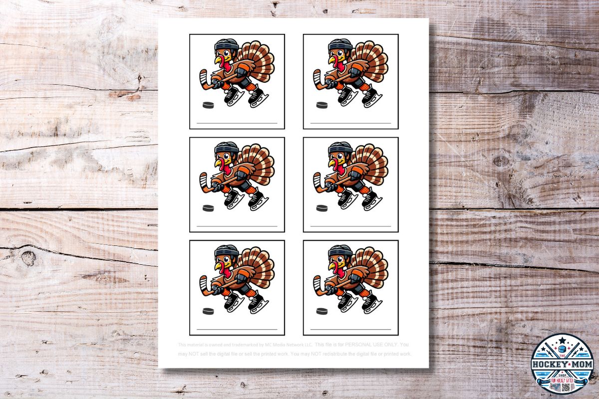 Ice HOCKEY THANKSGIVING TURKEY Player Gift Tags