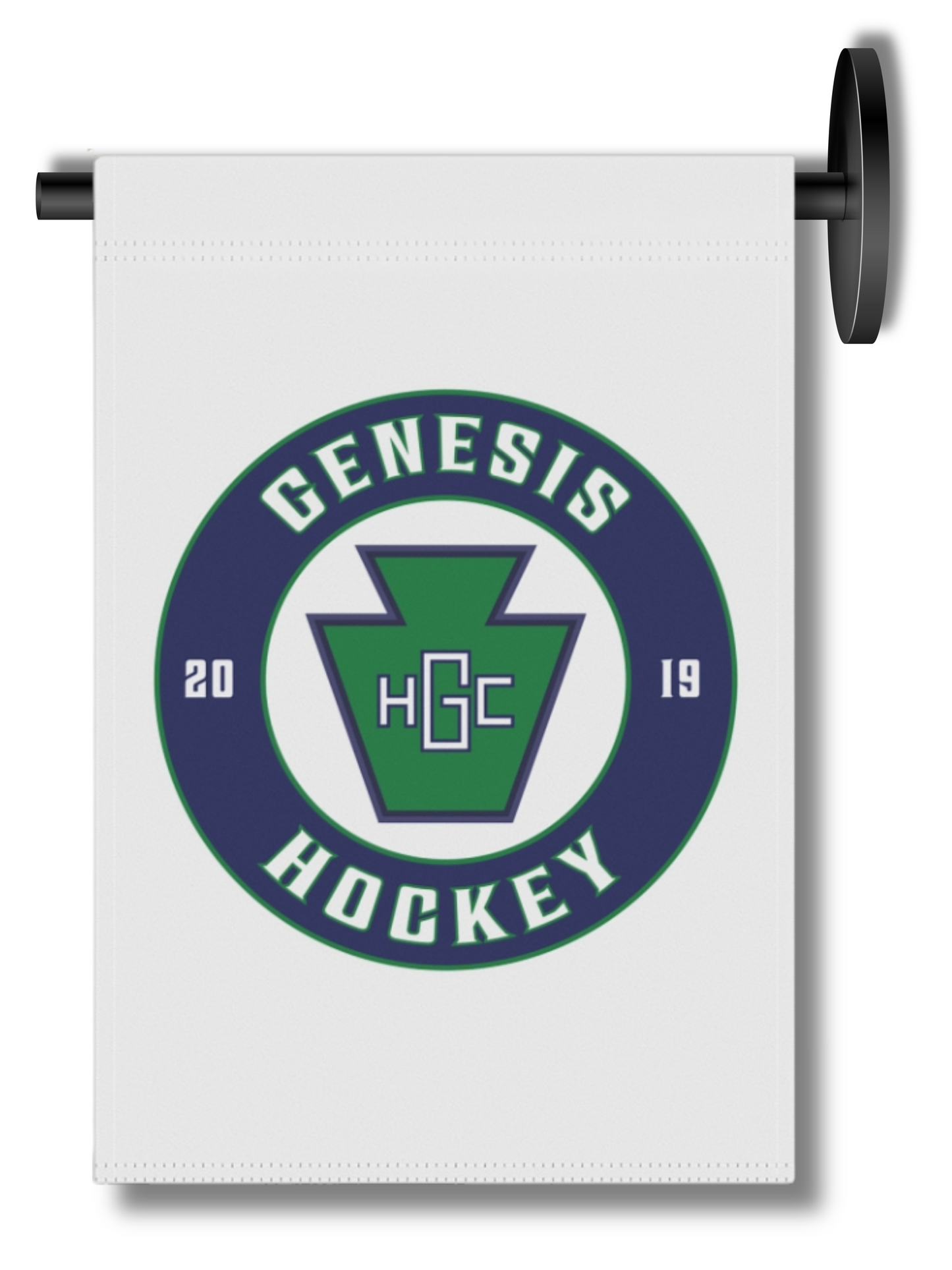 WHITE Genesis Hockey Club Fabric Flag (Round Logo)