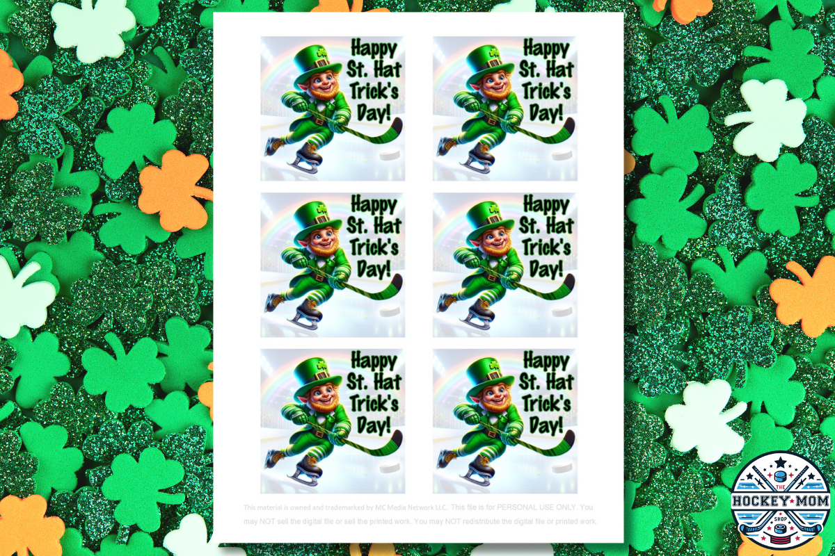 St. Hat Trick's Day Printable ICE HOCKEY Gift Tags