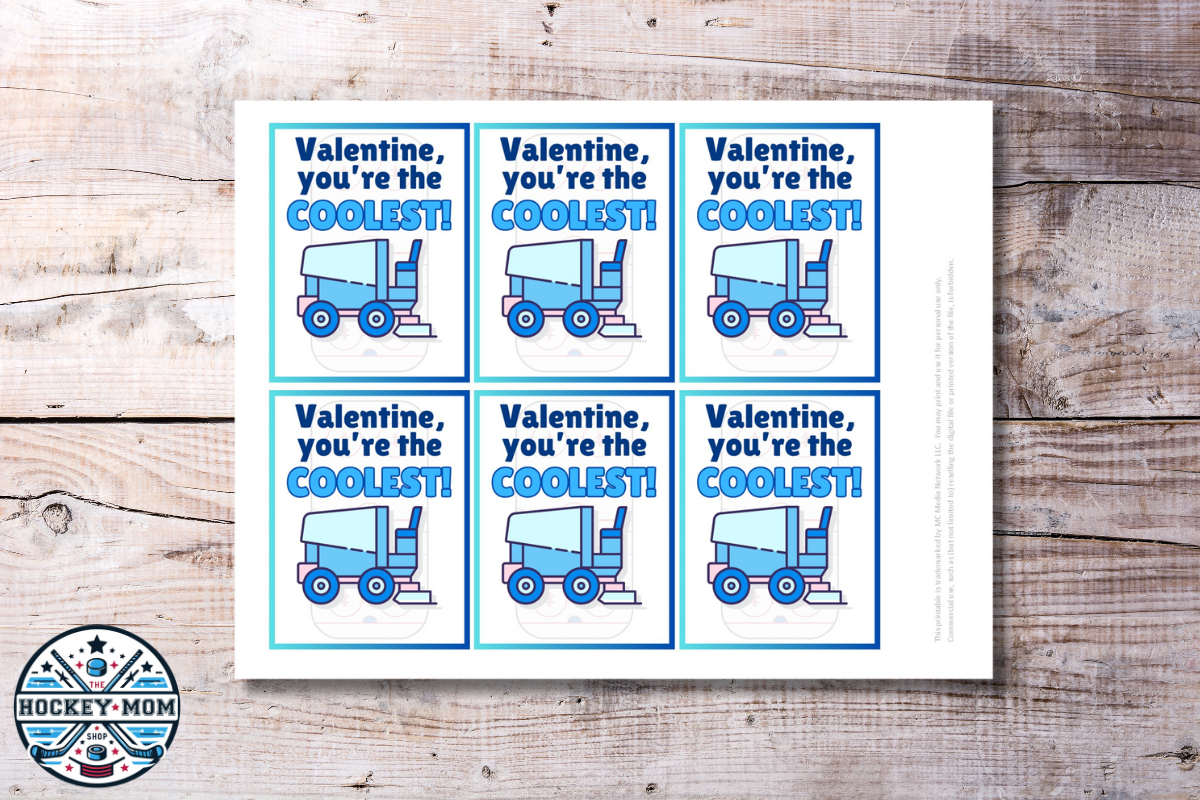 Ice Hockey Rink Resurfacing Machine Valentine's Day Printable Card