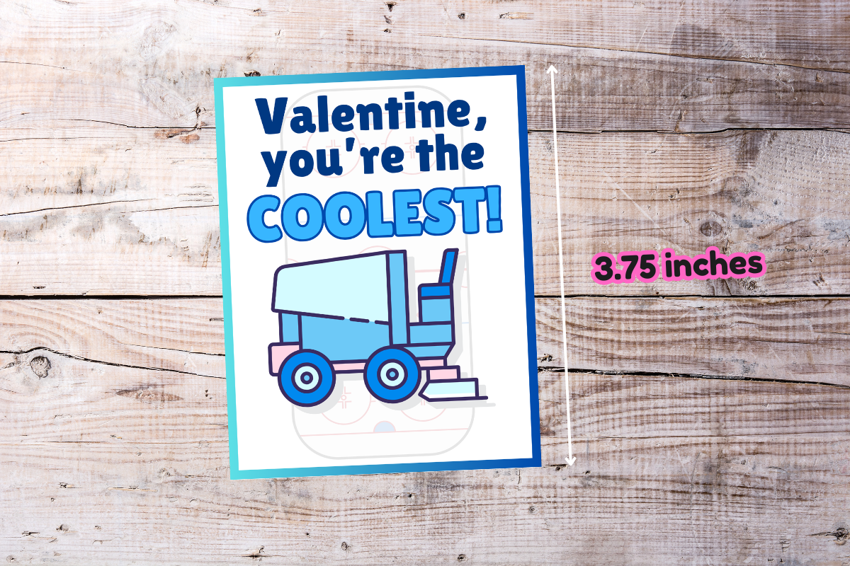 Ice Hockey Rink Resurfacing Machine Valentine's Day Printable Card