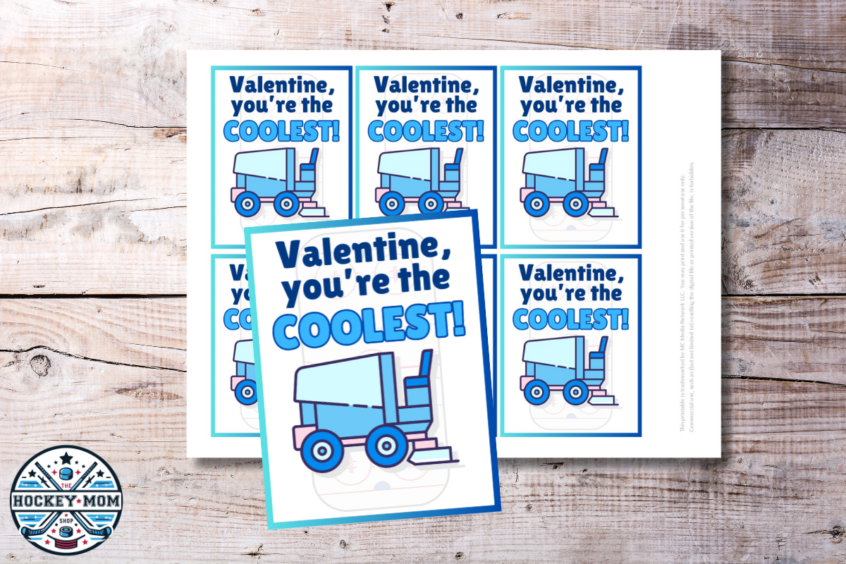 Ice Hockey Rink Resurfacing Machine Valentine's Day Printable Card