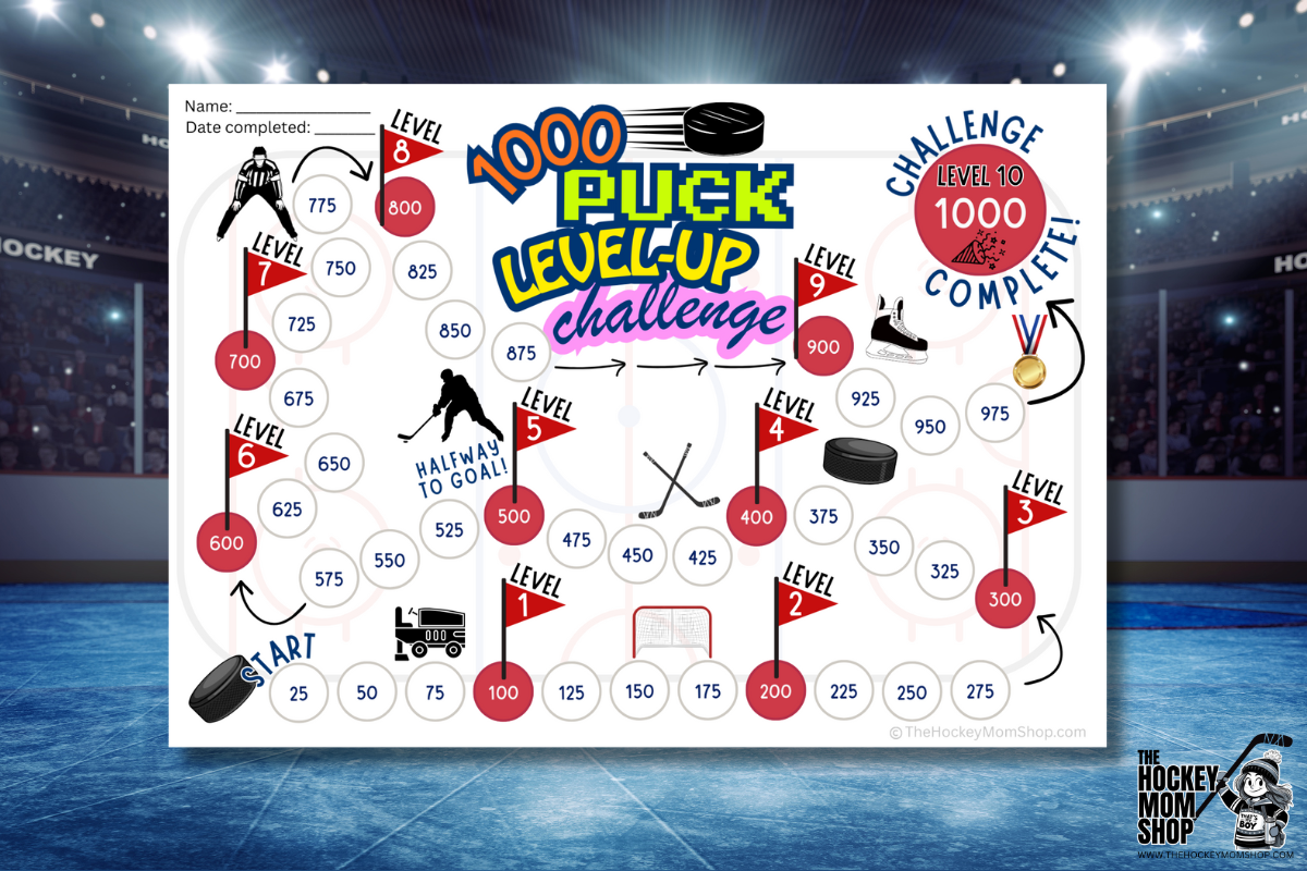 1000 Puck Level-Up Shooting Challenge – Hockey Skill Builder Printable