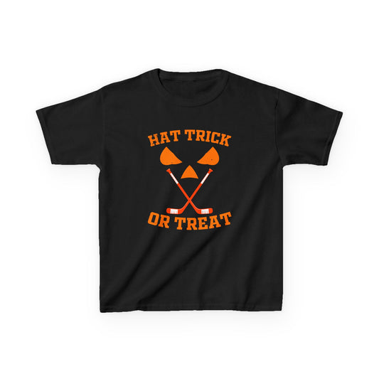 Hat Trick or Treat Ice Hockey Halloween Shirt (Youth)