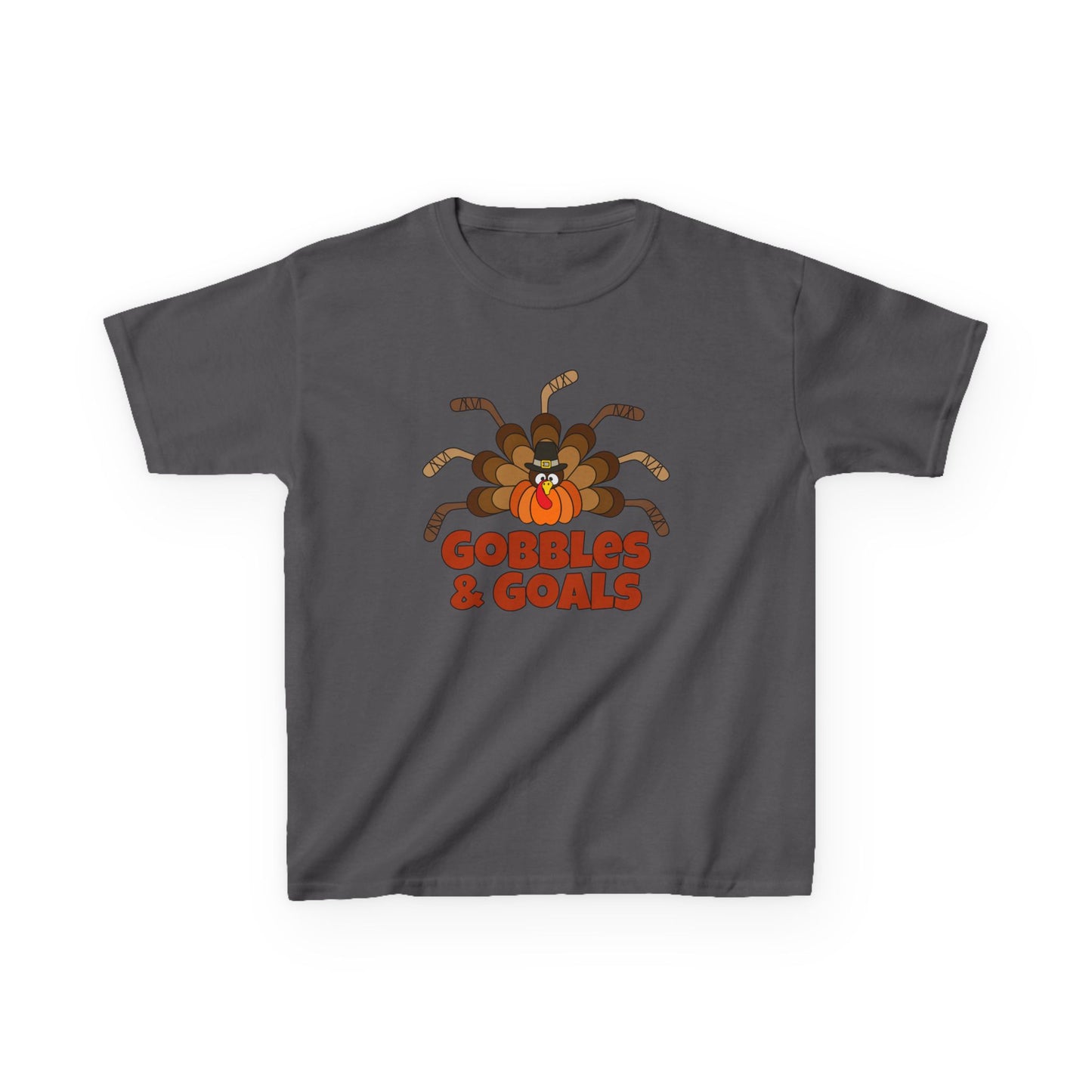 Gobbles and Goals Thanksgiving Hockey Stick Turkey Shirt (Youth)