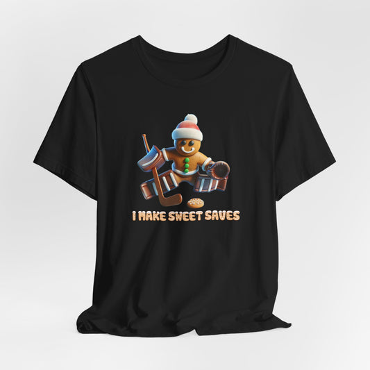 Sweet Saves Gingerbread Hockey Christmas Shirt (Adult)